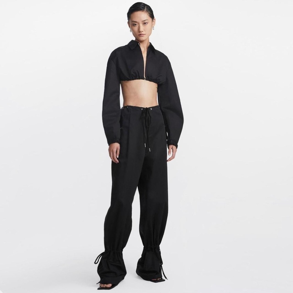 Dion Lee - Eyelet Tie Parachute Black Trousers Adjustable Waist Pants